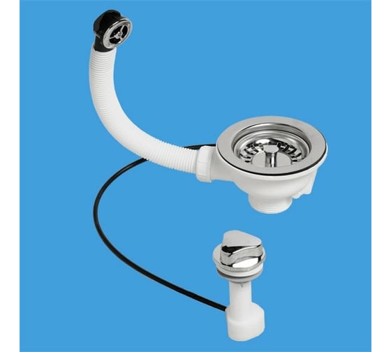 Изображение товара Перелив McAlpine с круглым сливом, с автоматическими решетками-пробками (поворот действия) ф40-113 OF2PUS113S