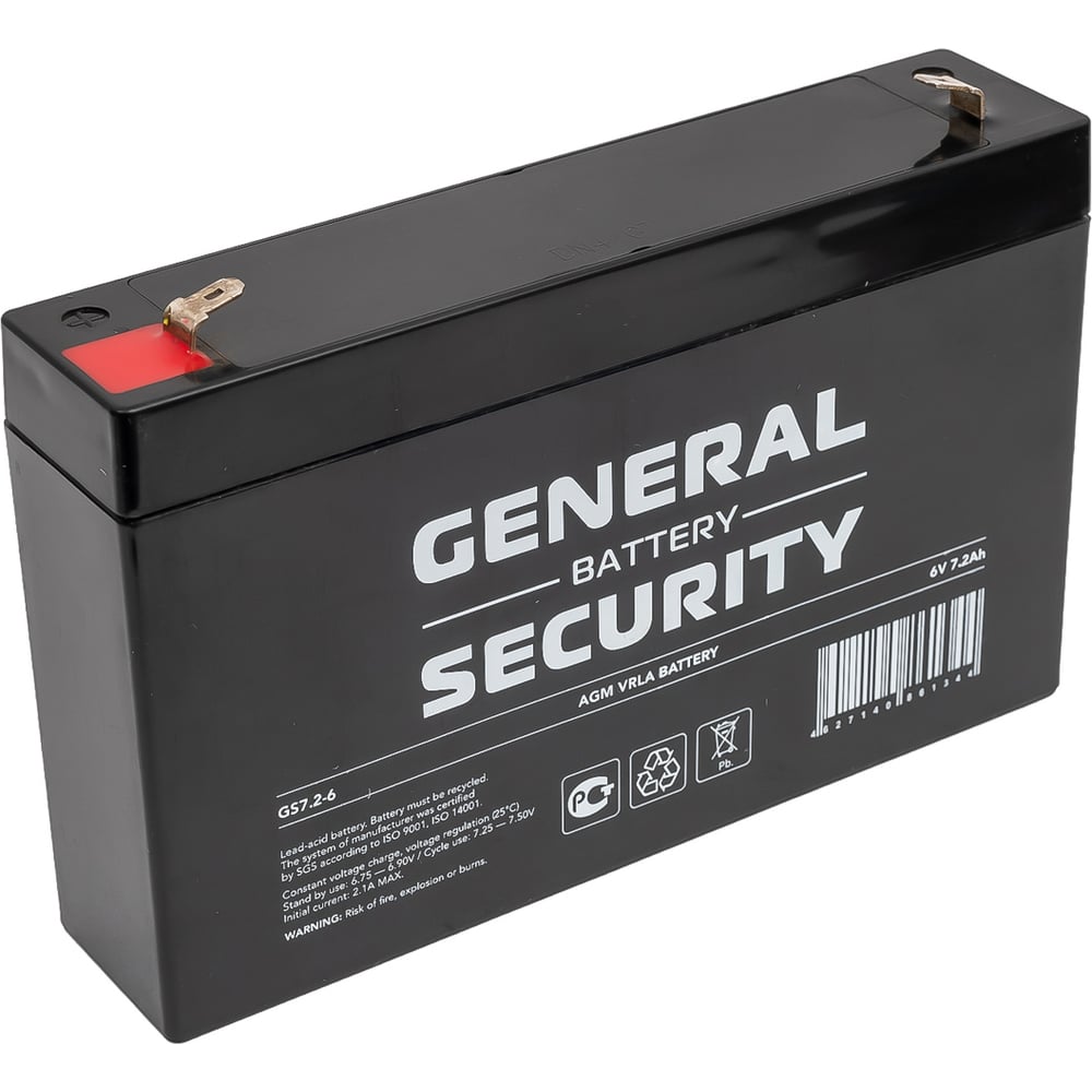 Изображение товара Аккумулятор для ИБП General Security GS7.2-6 6В, 7.2 Ач