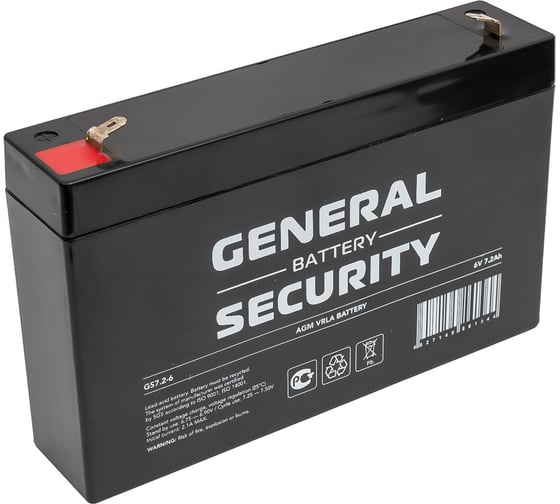 Изображение товара Аккумулятор для ИБП General Security GS7.2-6 6В, 7.2 Ач УТ-00001384