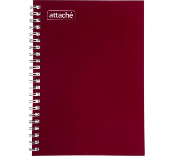 Изображение товара Бизнес-тетрадь Attache А5 80 листов, спираль, бордо, плотность блока 60 г/кв м, плотность обложки 215 г/кв 1441831