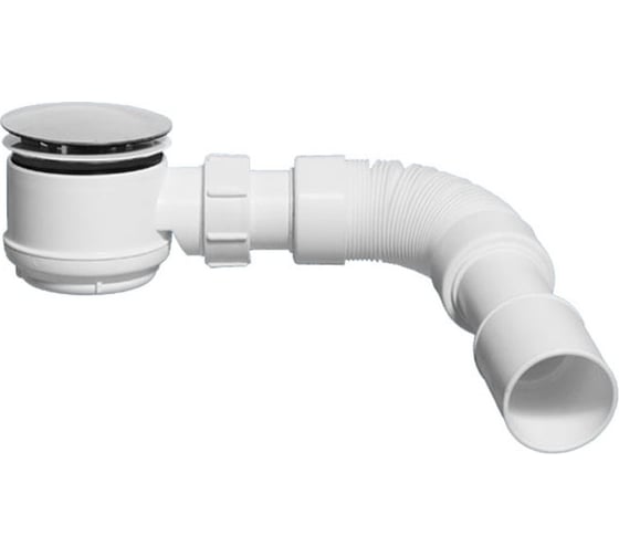 Изображение товара Сифон для поддона McAlpine (выпуск 80 мм) 50/75-1 1/2, h=65мм, с гофрой 40/50 (L=300-500мм) MRS6C-SLF-65