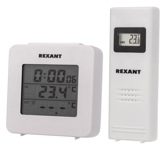 Изображение товара Метеостанция с часами и беспроводным выносным датчиком REXANT 70-0592