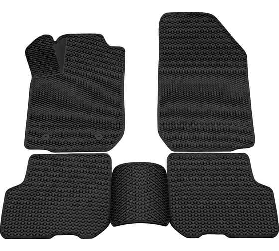 Изображение товара Салонные коврики REZKON 3D EVA Ромб резиновые, черные, для Renault Sandero 14-Н.В., черный кант 9229025201