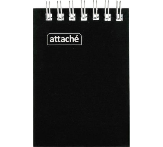 Изображение товара Блокнот Attache на спирали А7 60 листов, черный, плотность блока 60 г/кв м, плотность обложки 215 г/кв м 1441836