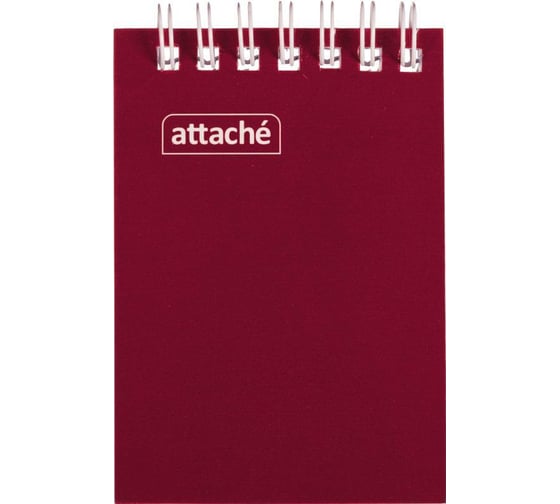 Изображение товара Блокнот Attache на спирали А7 60 листов, бордо, плотность блока 60 г/кв м, плотность обложки 215 г/кв м 1441830