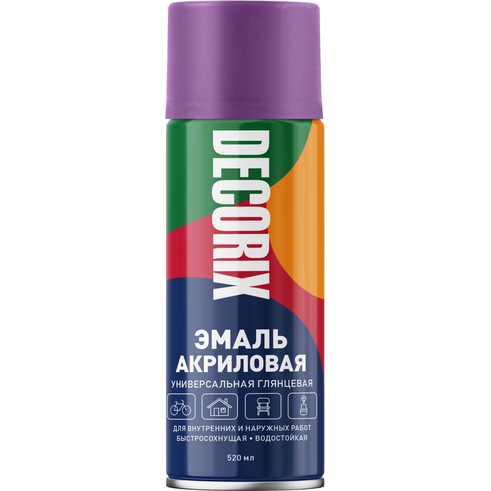 Изображение товара Аэрозольная акриловая эмаль Decorix (универсальная; фиолетовый; 520 мл) 0101-12 DX