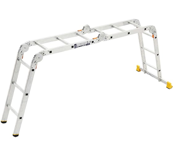 Изображение товара Алюминиевая лестница Алюмет шарнирная четырехсекционная с одним стабилизатором 4х3 ступеней. Серия T4133L