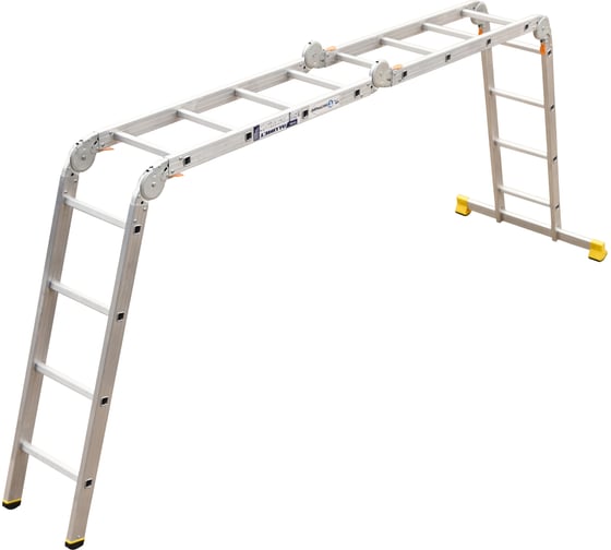 Изображение товара Алюминиевая лестница Алюмет шарнирная четырехсекционная с одним стабилизатором 4х4 ступеней. Серия T4144L