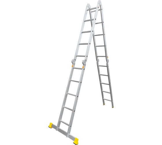 Изображение товара Алюминиевая лестница Алюмет шарнирная четырехсекционная с одним стабилизатором 4х5 ступеней. Серия T4155L
