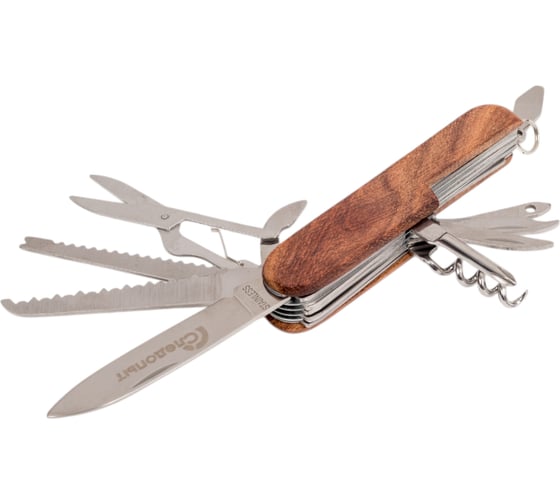 Изображение товара Мультитул Следопыт 11 предметов, деревянная ручка, в коробке PF-MT-12