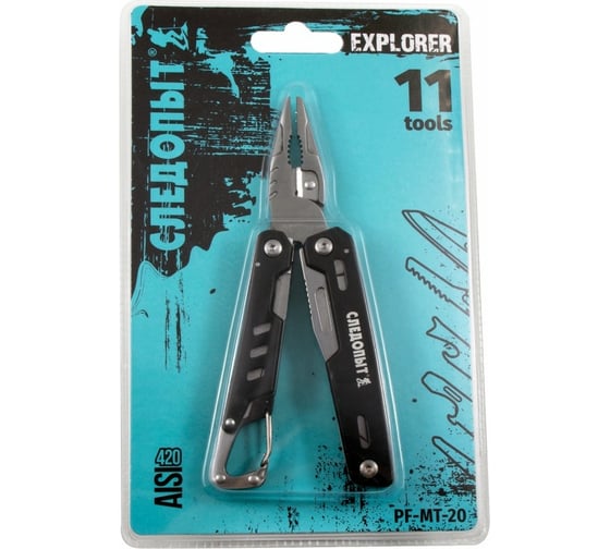 Изображение товара Мультитул-плоскогубцы Следопыт EXPLORER, 105x42x18 мм, 11 предметов, в чехле PF-MT-20