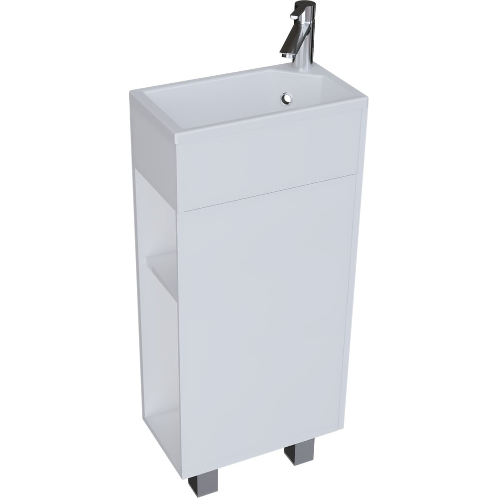 Изображение товара Тумба с раковиной в ванную 1Marka Laura 40 см белый глянец напольная