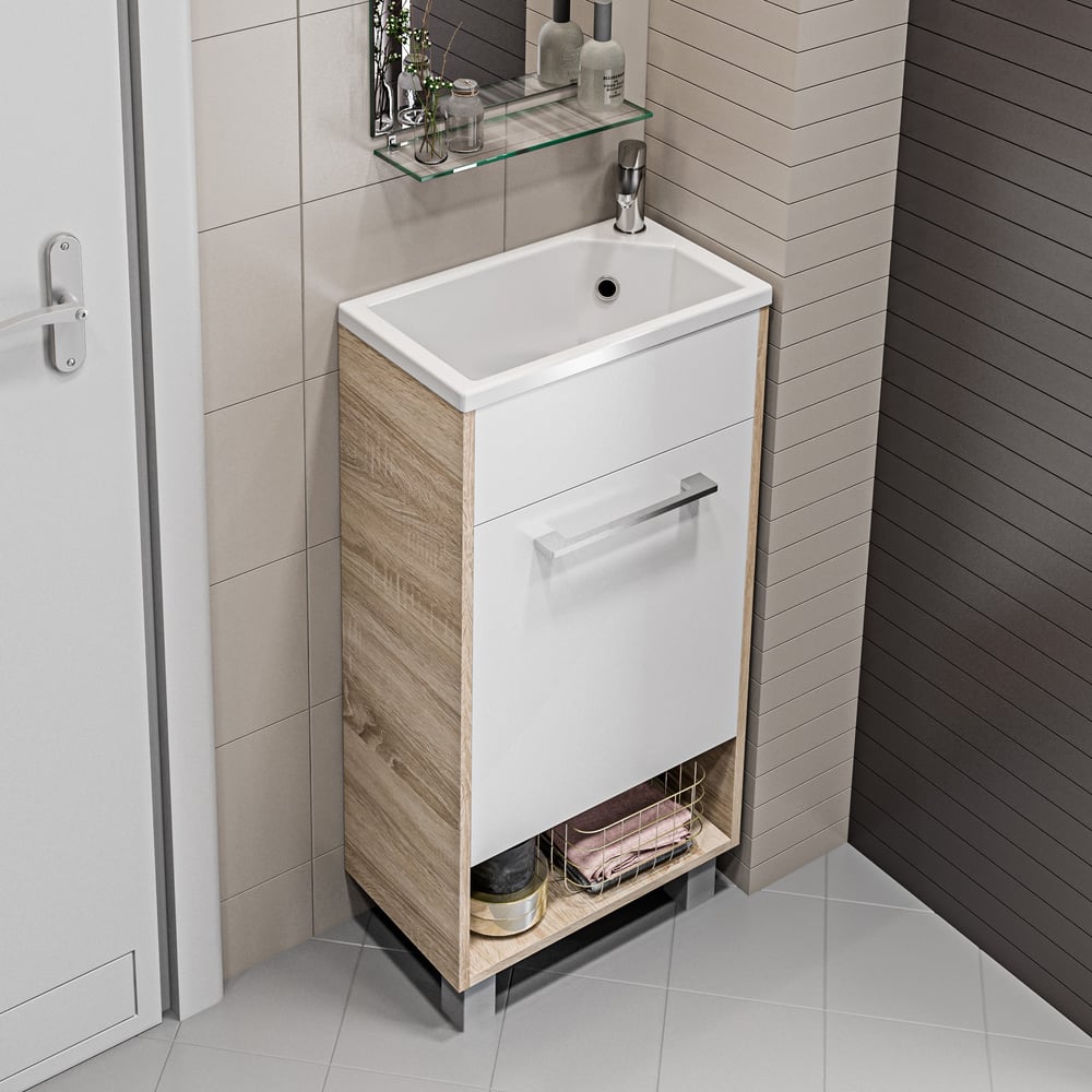 Изображение товара Тумба с раковиной в ванную 1Marka Lira 40 см дуб сонома современная модель