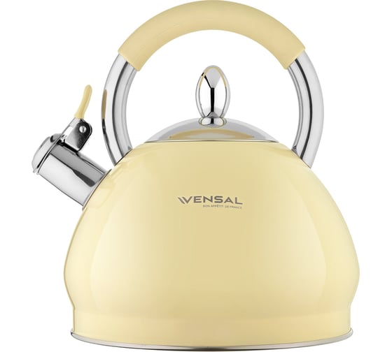 Изображение товара Чайник со свистком VENSAL Vanille 3.0 л, ручка из нержавеющей стали и силикона VS3005