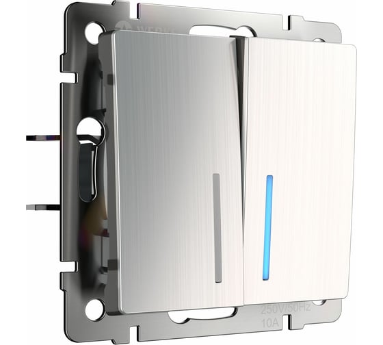 Изображение товара Двухклавишный проходной выключатель WERKEL W1122102 с подсветкой глянцевый никель a051088