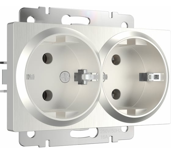 Изображение товара Двойная розетка WERKEL W1172013 с заземлением перламутровый рифленый a051175