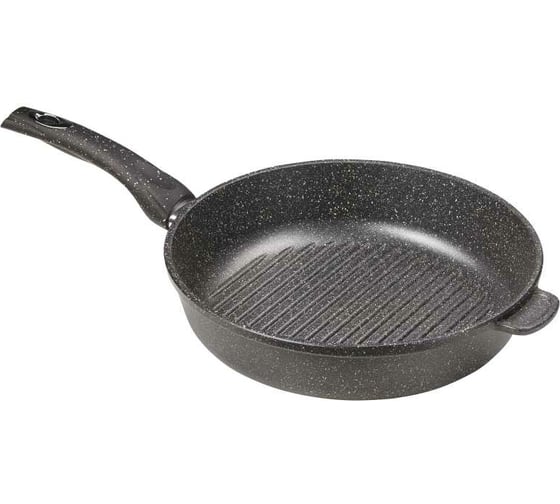 Изображение товара Сковорода-гриль Горница 280/70 мм, пластиковая ручка, антипригарное покрытие, гранит ПС1133