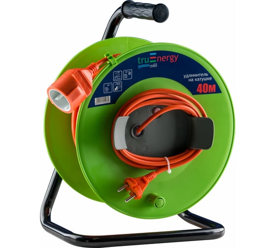 Изображение товара Садовый удлинитель на катушке truEnergy кабель ПВС 2x1мм2 40м 15503