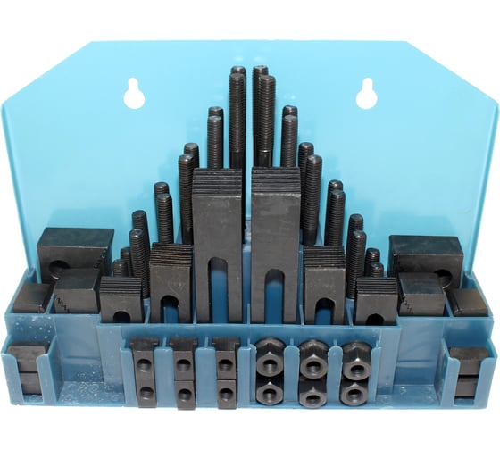 Изображение товара Набор клиновых ступенчатых прижимов (58 предметов, паз 15.7 мм, М12x1.75 мм, металлический футляр, YT-0205) CNIC 34930
