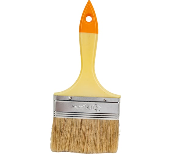 Изображение товара Плоская кисть Петрович 100 мм, натуральная щетина, пластиковая ручка 4100015207