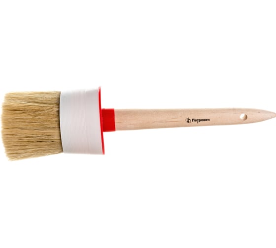 Изображение товара Круглая кисть Петрович натуральная щетина, деревянная ручка, диаметр 70 мм 4100000180