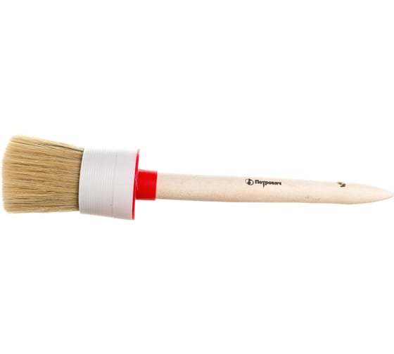 Изображение товара Круглая кисть Петрович натуральная щетина, деревянная ручка, диаметр 50 мм 4100000178