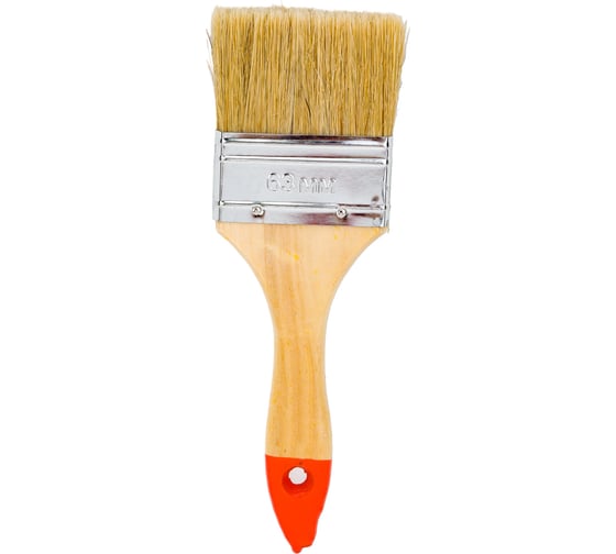 Изображение товара Плоская кисть Петрович 63 мм, натуральная щетина, деревянная лакированная ручка 4100000188