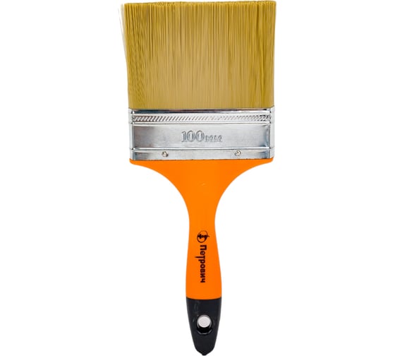 Изображение товара Плоская кисть Петрович 100 мм, искусственная щетина, пластиковая рукоятка 4100002280