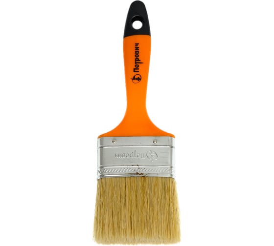 Изображение товара Плоская кисть Петрович "Профи" 63 мм, светлая натуральная щетина, пластиковая ручка 4100000182