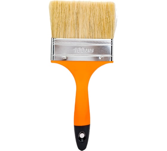 Изображение товара Плоская кисть Петрович "Профи" 100 мм, светлая натуральная щетина, пластиковая ручка 4100000183