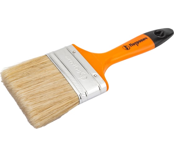 Изображение товара Плоская кисть Петрович "Профи" 75 мм, светлая натуральная щетина, пластиковая ручка 4100000186