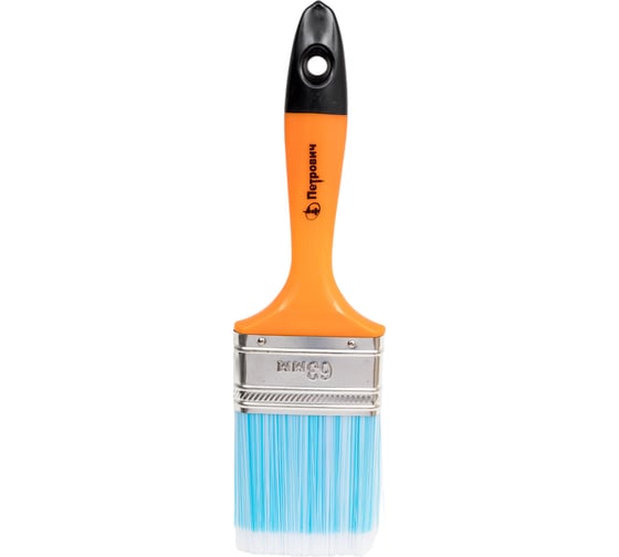 Изображение товара Плоская кисть Петрович 63 мм искусственная щетина, пластиковая рукоятка 4100002401