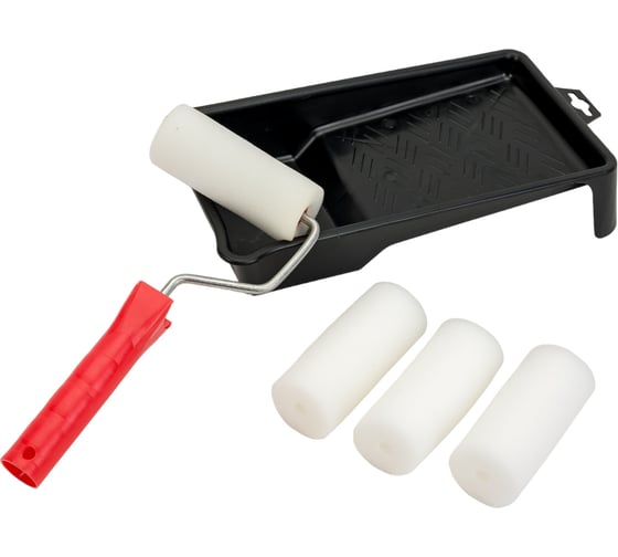 Изображение товара Набор Петрович П091-100 комбинированный мини-валик, поролон, 100 мм, 3 шубки, ванночка 4100001619