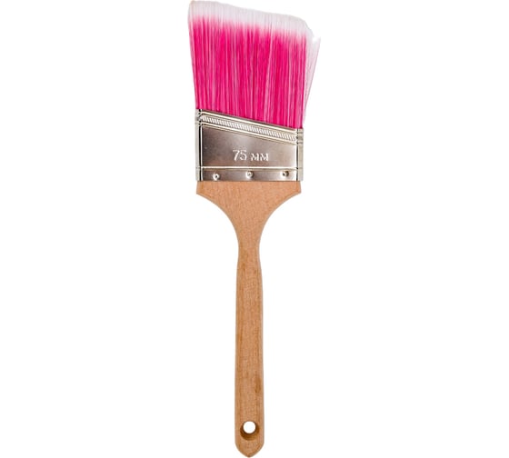 Изображение товара Плоская кисть Управдом со скошенной искусственной щетиной 75 мм, деревянная удлиненная ручка 4100003302