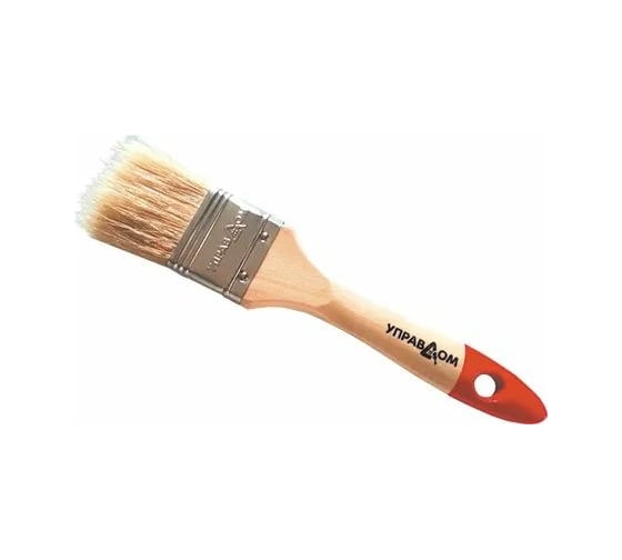 Изображение товара Плоская кисть Управдом 100 мм, светлая натуральная щетина, деревянная лакированная ручка 4100000582