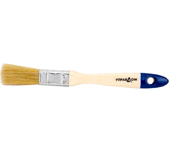 Изображение товара Плоская кисть Управдом 20 мм, светлая натуральная щетина, деревянная лакированная ручка 4100000561
