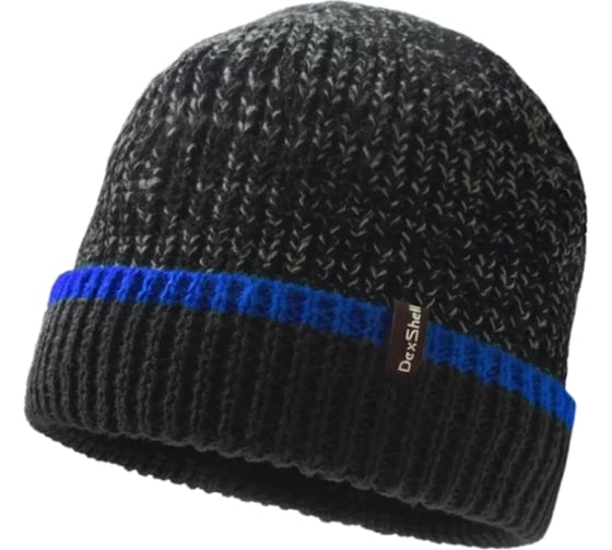 Изображение товара Водонепроницаемая шапка DexShell Cuffed Beanie черная с синей полоской, р. L/XL DH353BLULXL