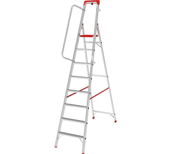 Изображение товара Индустриальная алюминиевая стремянка с развальцованными ступенями и органайзером Новая Высота NV5115 1x8 ступеней 5115108