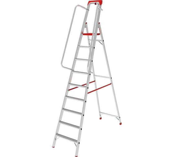 Изображение товара Индустриальная алюминиевая стремянка Новая Высота с развальцованными ступенями и органайзером, Max. нагр. 180 кг, NV5115 1x9 5115109