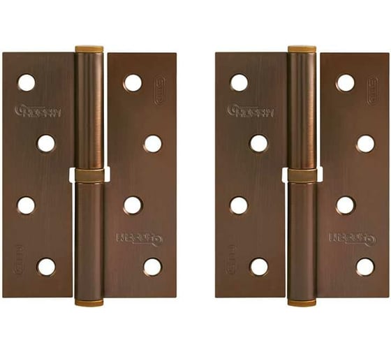 Изображение товара Врезные петли НОРА-М 750-4" ECO левые 100x70x2,5 матовый кофе, 2 шт. 18700