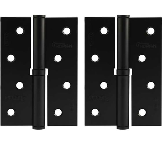 Изображение товара Врезные петли НОРА-М 750-4" ECO правые 100x70x2,5 черные, 2 шт. 18697