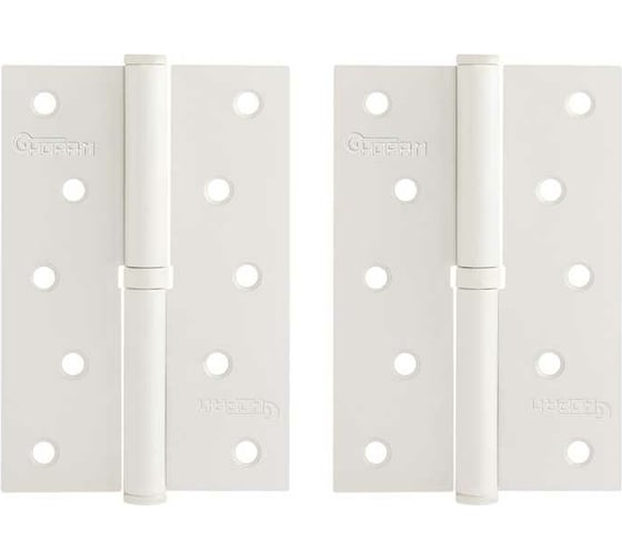 Изображение товара Врезные петли НОРА-М 750-5" ECO левые 120x80x2,5 белые, 2 шт. 18702