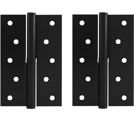 Изображение товара Врезные петли НОРА-М 750-5" ECO правые 120x80x2,5 черные, 2 шт. 18705