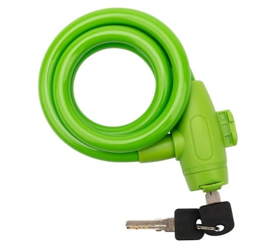Изображение товара Тросовый замок для велосипедов и колясок с ключом Четыре сезона 100 см, зеленый 79-0303