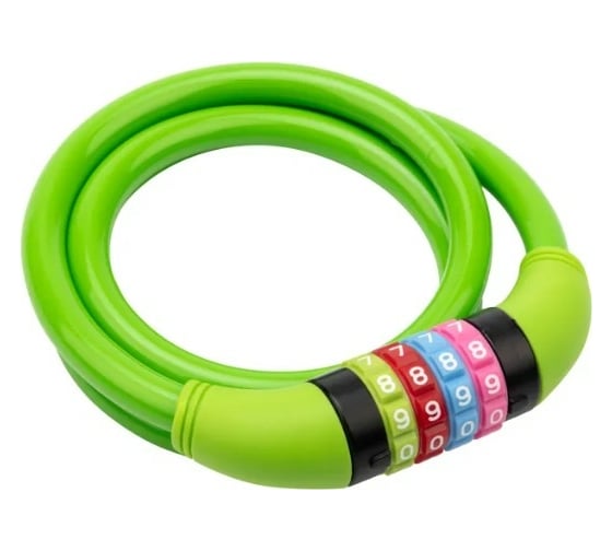 Изображение товара Тросовый кодовый замок для велосипедов и колясок Четыре сезона 100 см, зеленый 79-0203