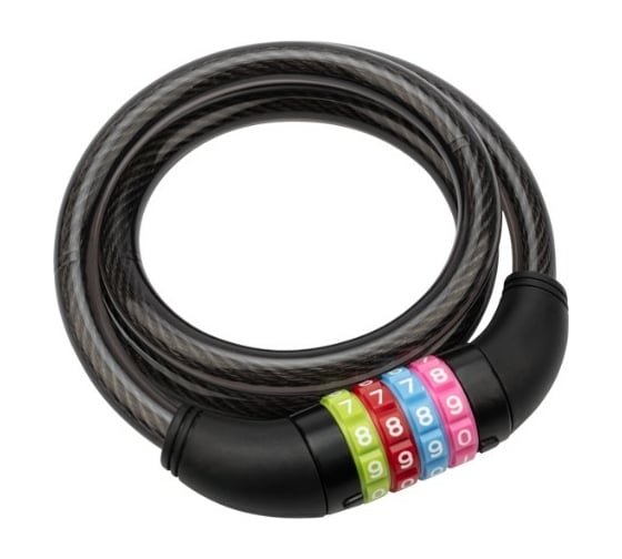 Изображение товара Тросовый кодовый замок для велосипедов и колясок Четыре сезона 150 см, черный 79-0216