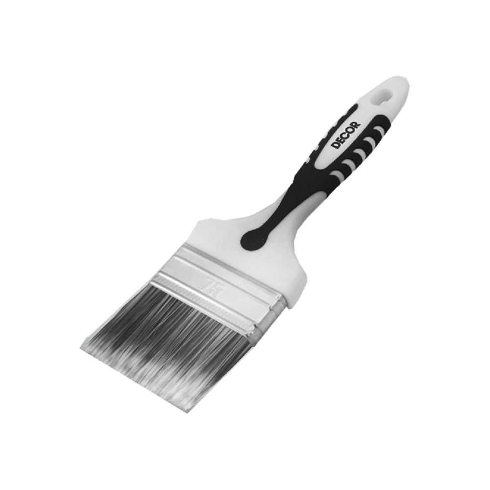 Изображение товара Кисть DECOR Black White PREMIUM универсальная, 35x15мм, серебристая щетина, 2К ручка 860-035 11606861