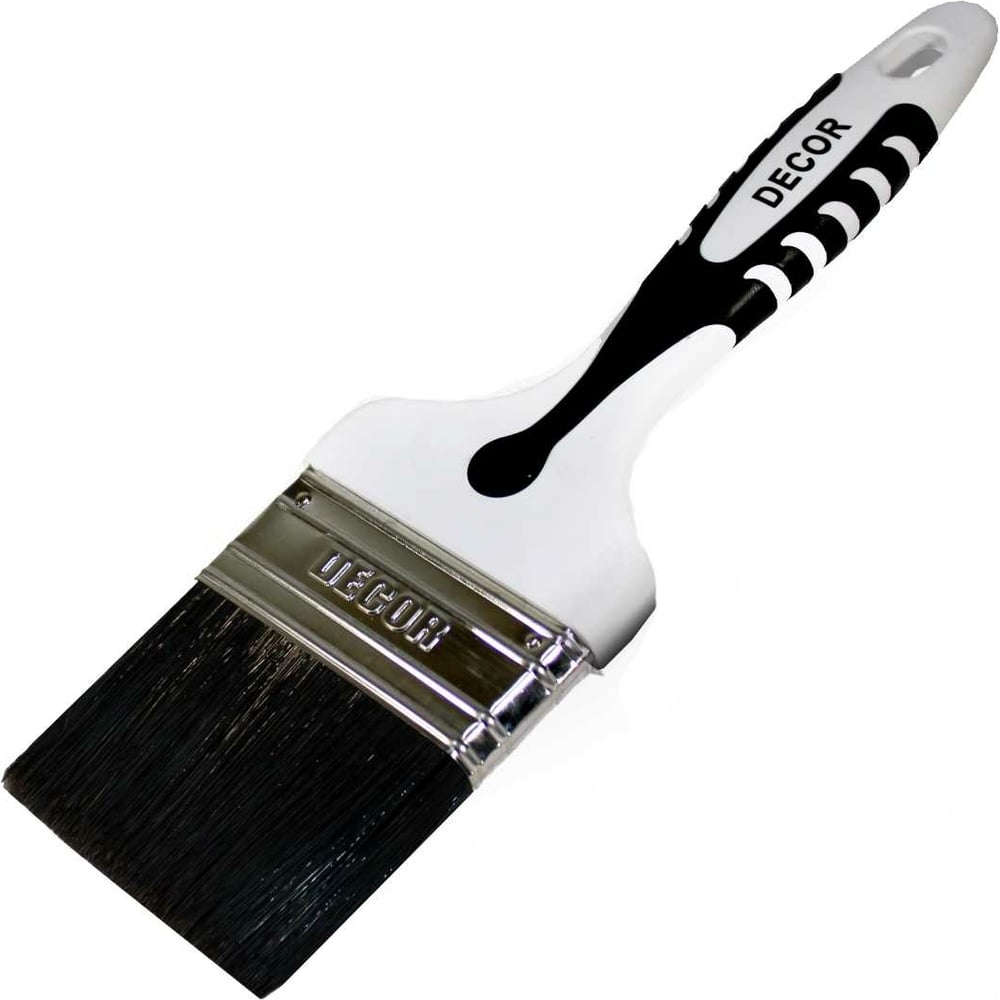 Изображение товара Кисть DECOR Black White для грунта 35x15мм, черная щетина, 2К ручка 840-035 11607201