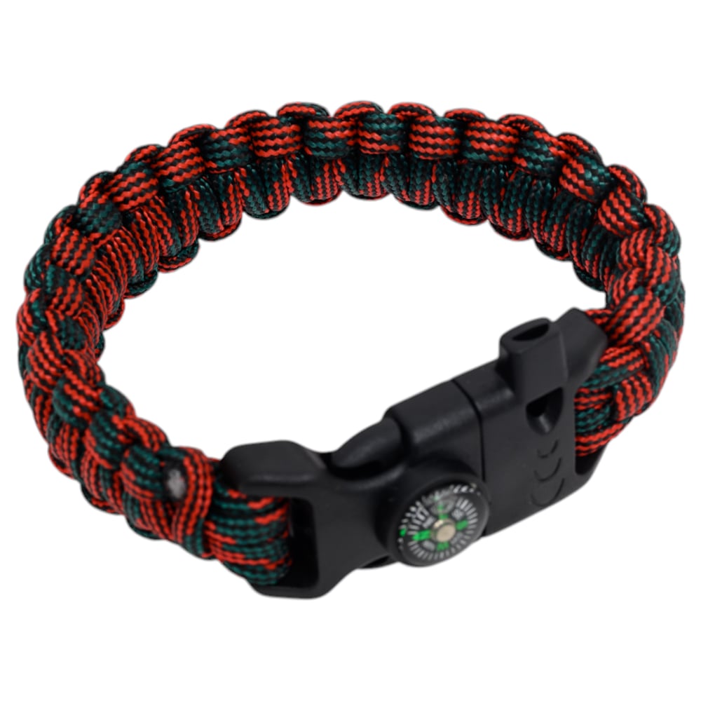 Изображение товара Браслет из паракорда со свистком компасом и огнивом Следопыт 25 см PF-PD-04S