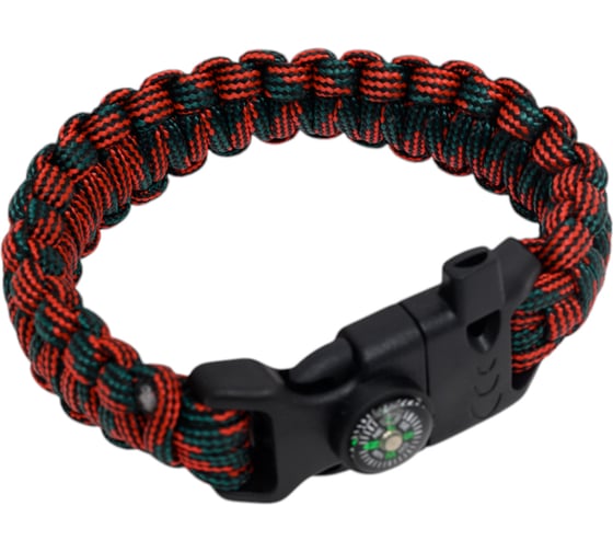 Изображение товара Браслет из паракорда со свистком, компасом и огнивом Следопыт 24.5x2 см PF-PD-04S